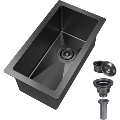 Évier de bar encastrable en acier inoxydable 10 x 18 pouces avec bonde à crépine