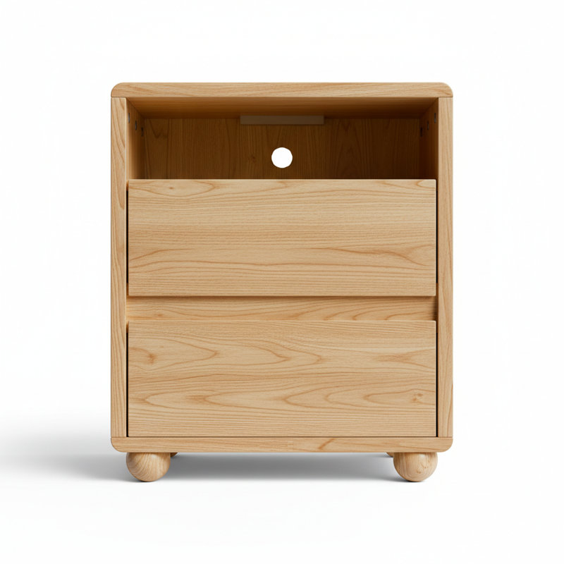 Ensemble de chambre à coucher 3 pièces avec très grand lit en bois massif et tables de chevet avec base Chargig
