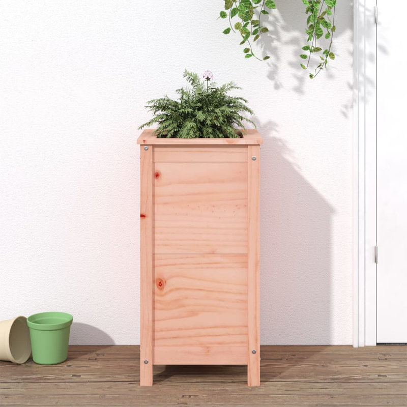 Bojana Wood Pot Planter, Brown, 78cm H x 40cm W x 40cm D, Douglas