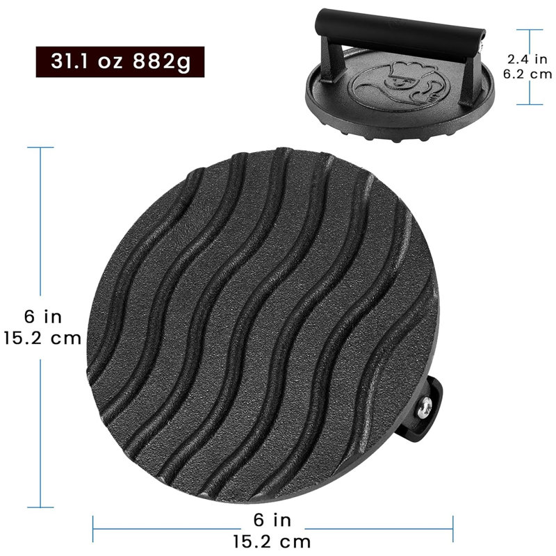 Cast Iron Non-Stick Grill Press