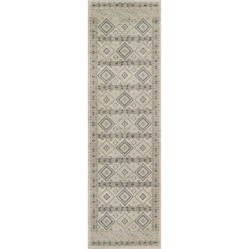 Tapis ivoire à motif géométrique 8 pi 11 po x 12 pi 6 po Foundry Select Genevieve, 2 pi 2 po x 7 pi 7 po