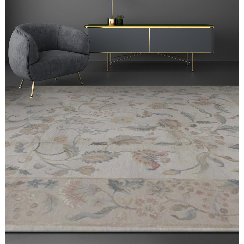 Wool Floral Area Rug, Rectangle 11' x 16'