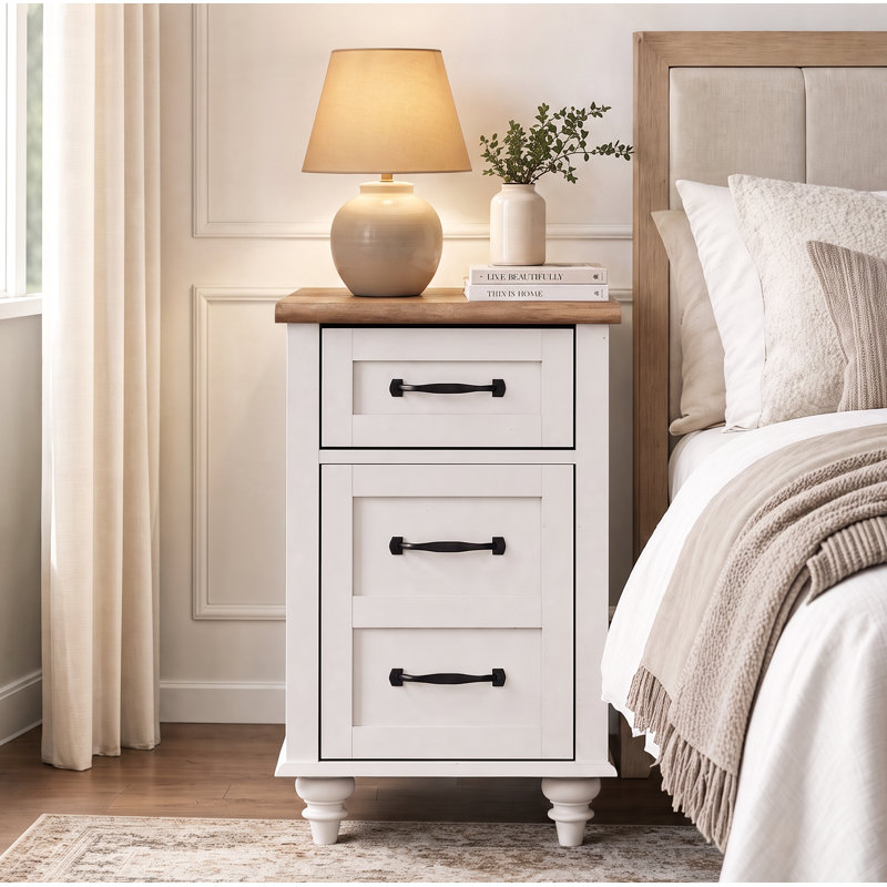Scarlett 15'' W Nightstand, White/Brown