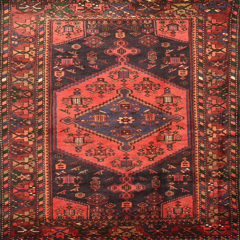 Tapis oriental multicolore tissé à la machine Oriental, Carré 3 pi