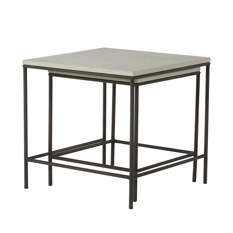 Abby Outdoor Side Table, Slate Gray/Travertine