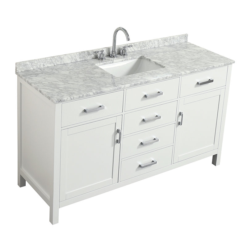 Ensemble de meuble-lavabo simple 61 po Bristol, Blanc