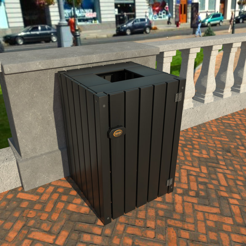 40 Gallon Open Trash Can, Black