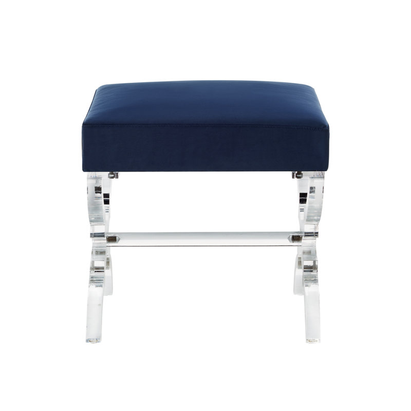 Repose-pieds 18 po en velours et transparent, Bleu marine