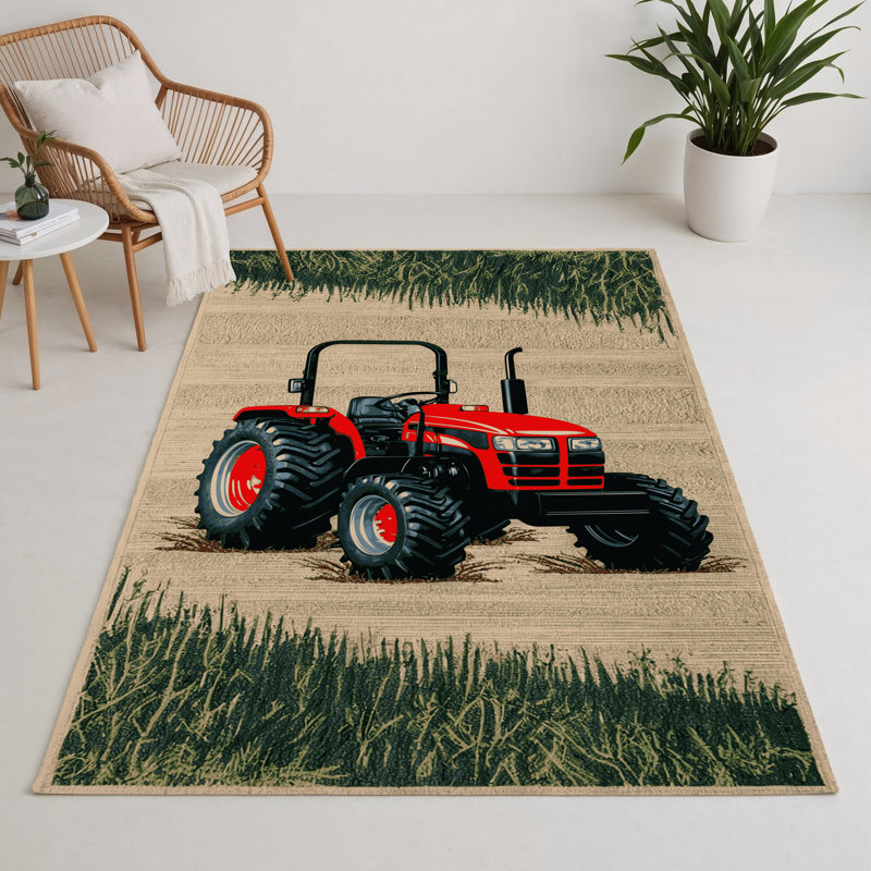 Transportation Brown Indoor and Outdoor Area Rug, Rectangle 9' x 12'