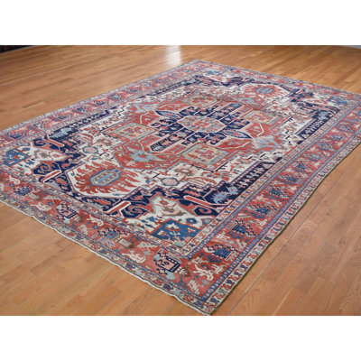 8''10"X12''5" Ivory, Antique Persian Karajeh Serapi, Denser Weave, Good Condition, Pure Wool, Hand Knotted, Oriental Rug Sh80305
