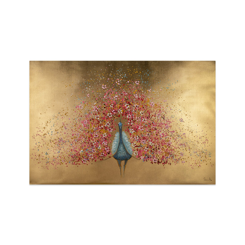 Hand -painted golden peacock acrylic painting