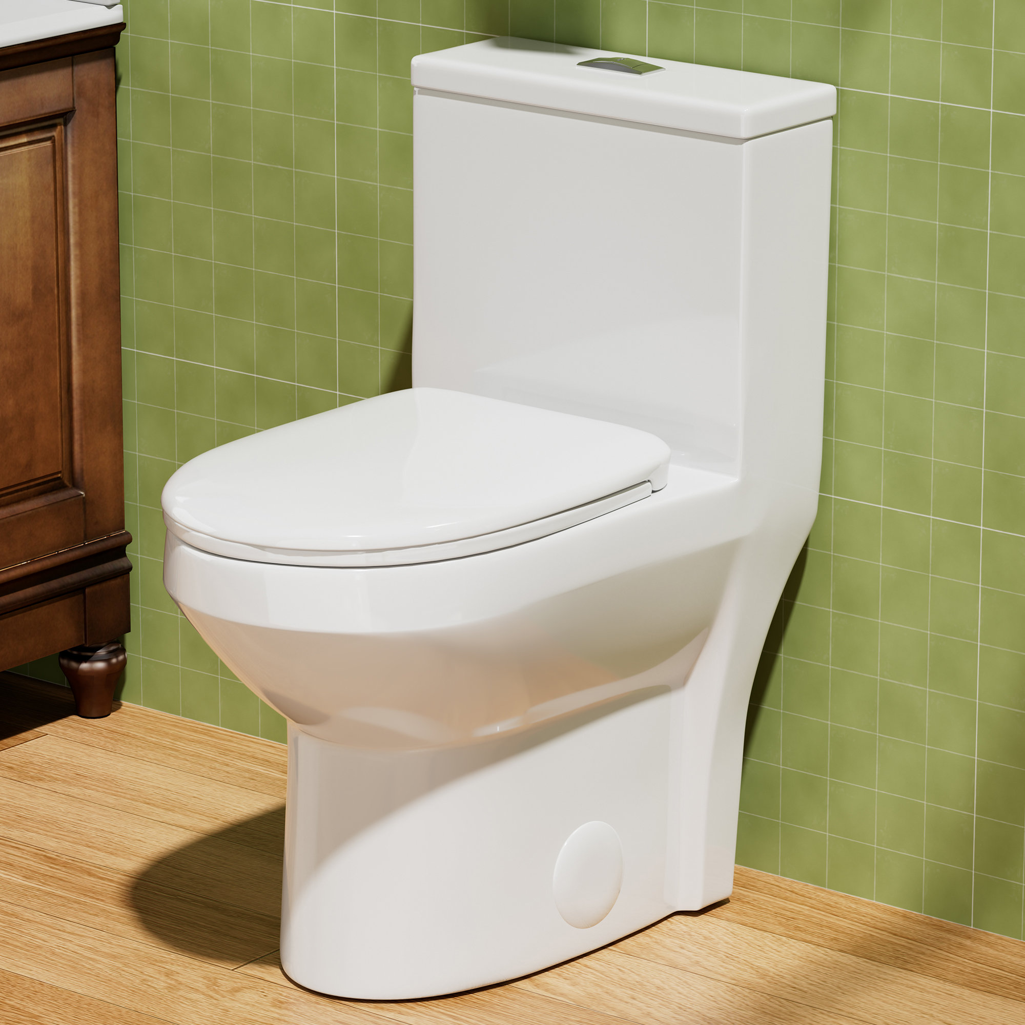 SUPERFLO Compact One Piece Toilet for Bathroom Powerful Quiet Dual