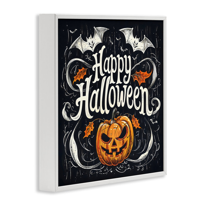 Joyeux Halloween avec détails ornés, estampe numérique, design by Creative Studio, H 17 po x l 17 po