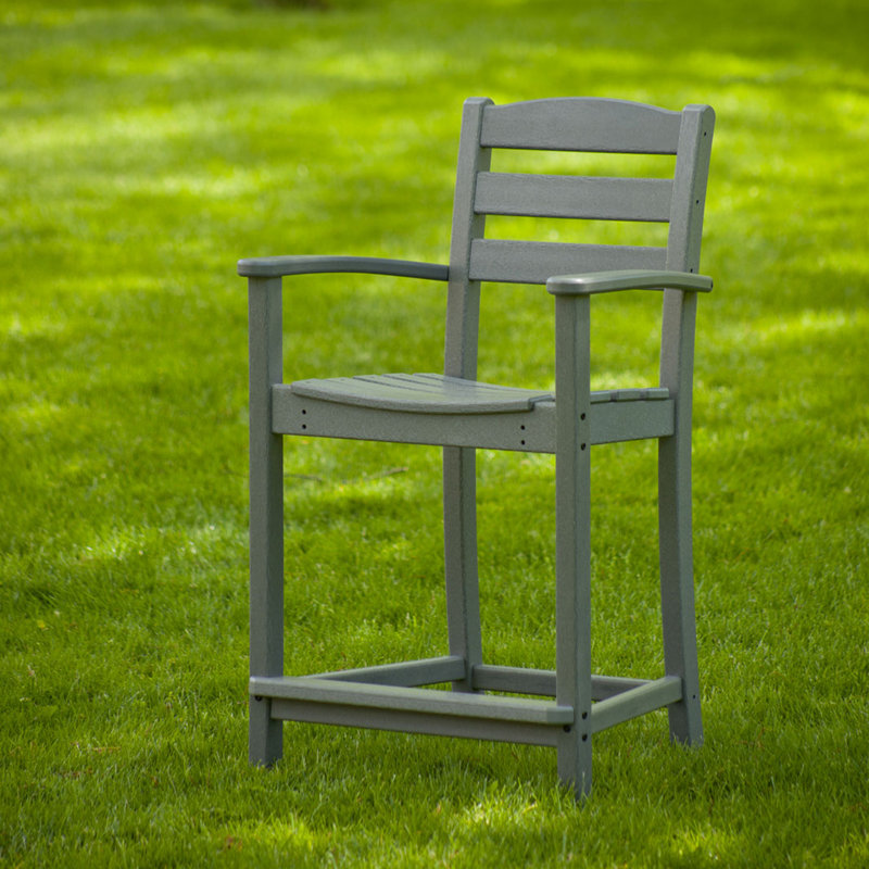 Chaise avec accoudoirs de bar POLYWOOD La Casa, Gris ardoise, Tabouret de bar (siège d'une hauteur de 30,13 po)