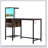Brown Computer Desk with Power Outlet & Storage