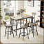 Ensemble de table de salle à manger 4 pièces avec table fixe, tabourets ergonomiques et design industriel pour un confort moderne-2040415885-2040415887-2040415886