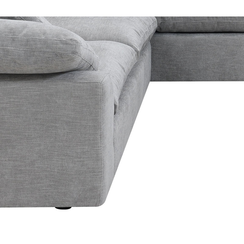 Naveen Contemporary Sectional Sofa with 6 Pillows in Gray