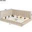 Structure de lit de jour beige avec cadre de lit double - aspect Mid-Century, polyvalente pour la chambre à coucher, avec lattes supplémentaires de style moderne, revêtement en velours, ensemble