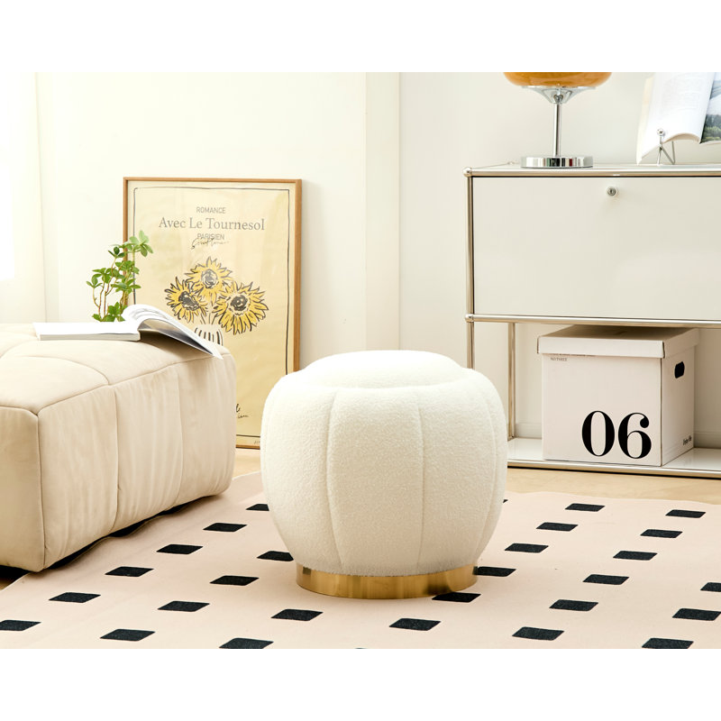 Upholstered Pouf, White