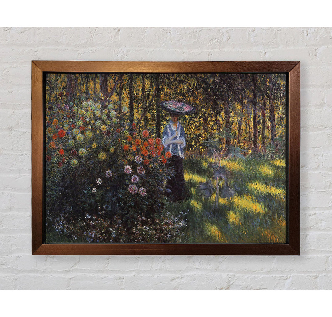 Frau mit Sonnenschirm im Garten von Argenteuil von Claude Monet - Einzelne Bilderrahmen Kunstdrucke