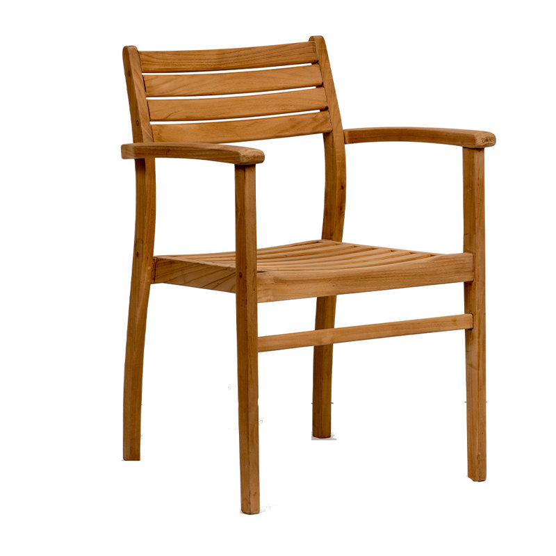 Teak Wood Outdoor Dining Armchair Set of 2