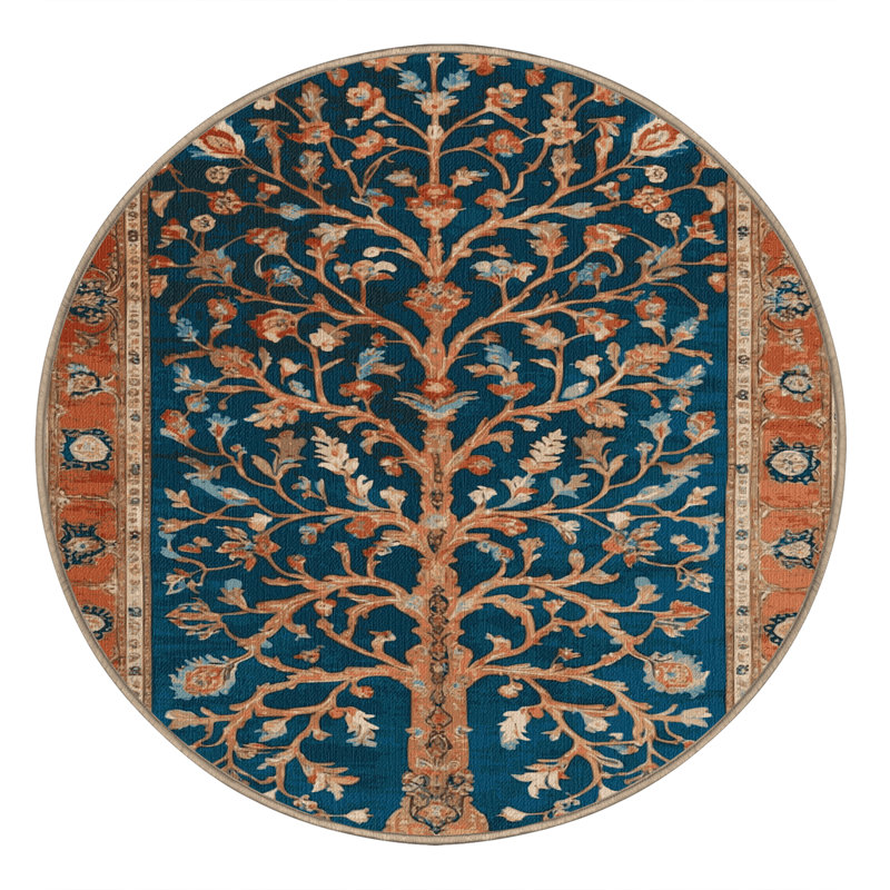 Tapis brun lavable à la machine, Rond 5 pi