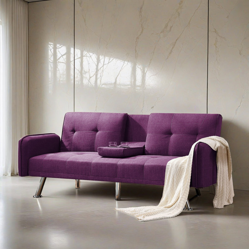 Canapé-lit inclinable convertible 74,42 po de large, Mauve