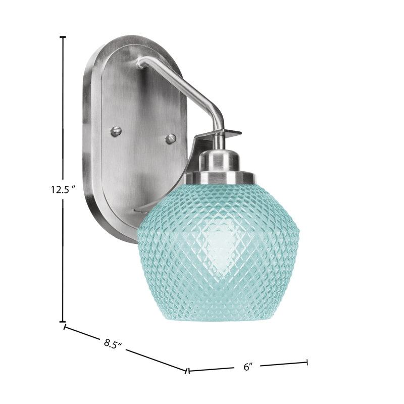 Scituate Wall Sconce Shown In Brushed Nickel, 6" Turquoise Glass, Blue, Brushed Nickel