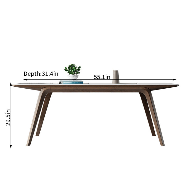 Adlyna Solid Wood Base Dining Table, 29.5"H x 55.1"L x 31.4"W