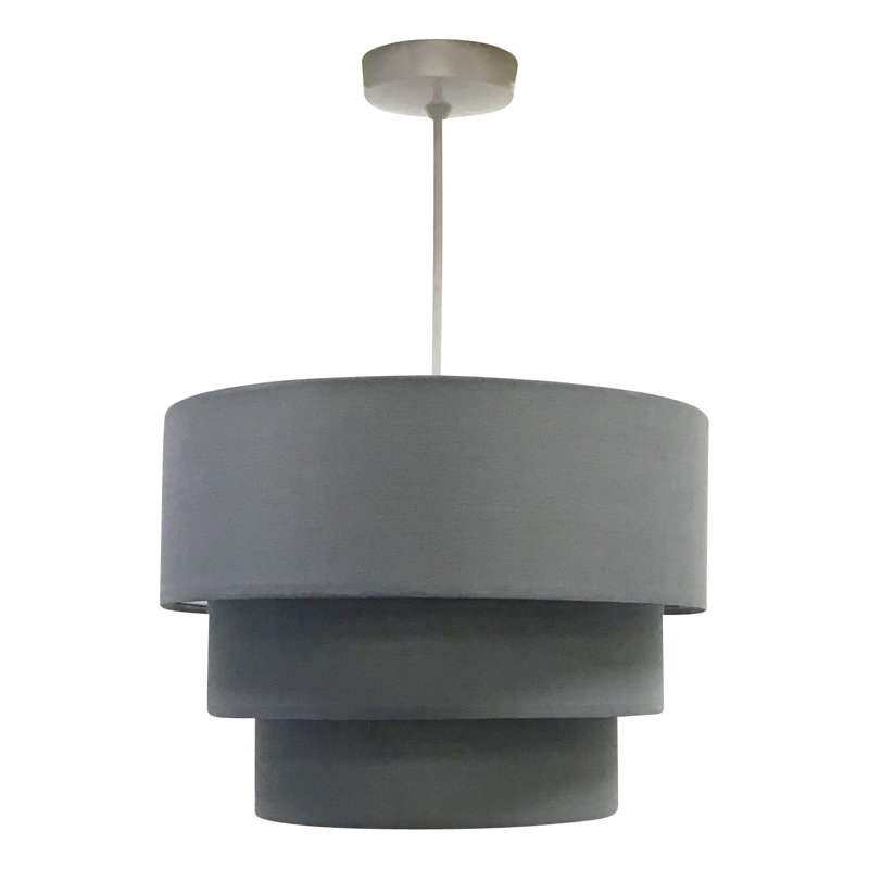 Layer 24cm H Cotton Drum Pendant Shade, Dark Grey