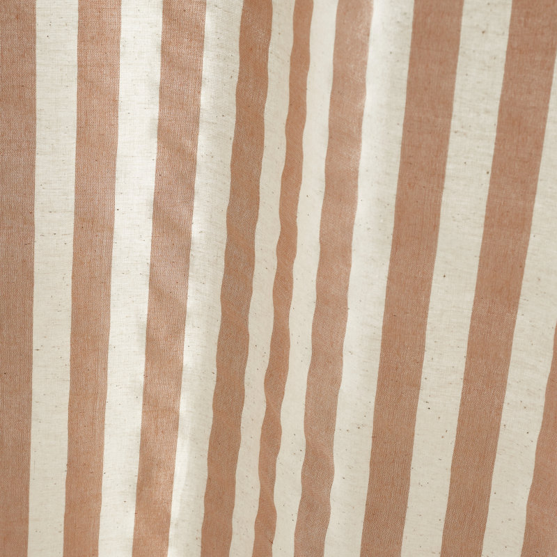 Zanzibar Woven Stripe Voile Curtain Panel Cotton Blend Sheer Tab Top Single Curtain Panel, 139.7cm Width x 229cm Drop, Orange