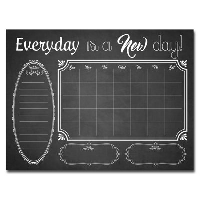 Tableau effaçable noir / blanc avec calendrier mensuel