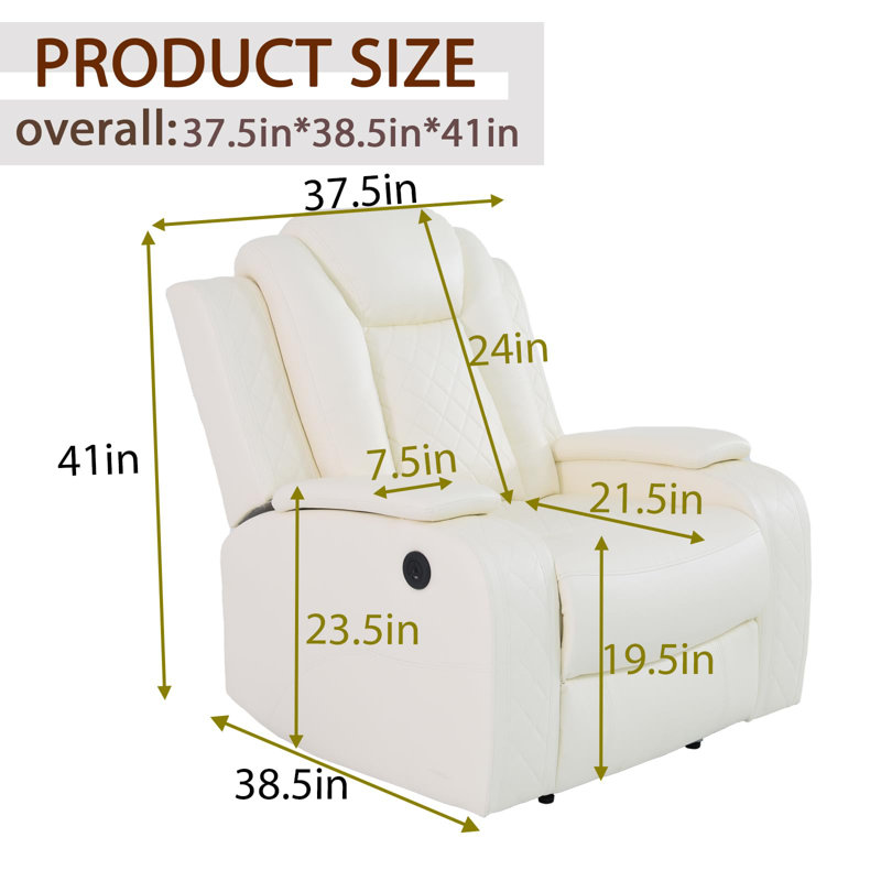 Fauteuil inclinable en cuir respirant, Blanc