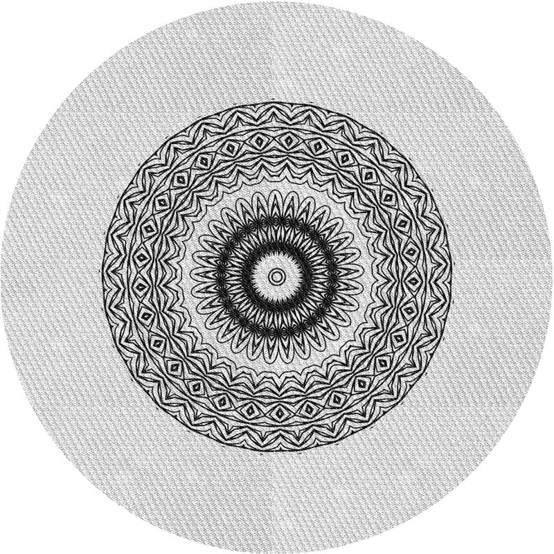 Tapis blanc/noir tissé à la machine, Rond 6 pi