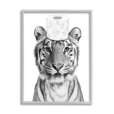 «Tiger», papier de toilette pour salle de bain gris, estampe numérique par Annalisa Latella