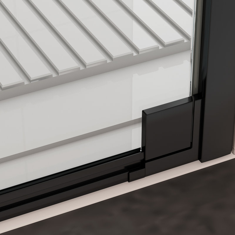 34" W x 76" H Pivot Frameless Shower Door with 5/16"(8mm) Clear Tempered Glass, Black