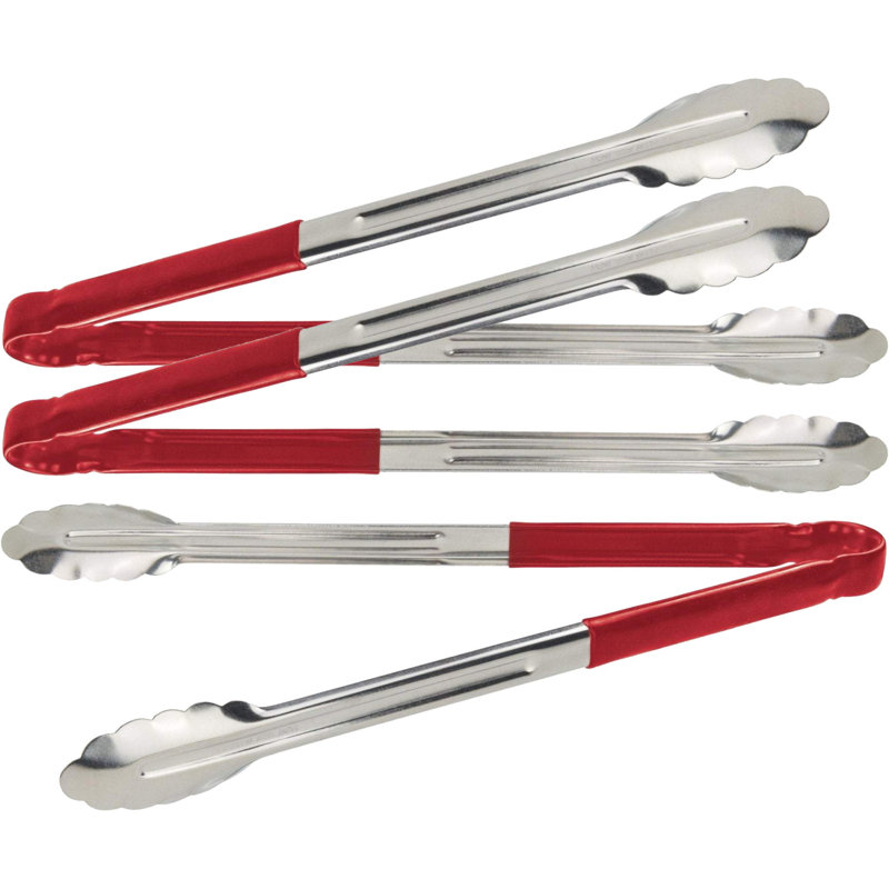 Stainless Steel Tongs 12", Red, 30.48cm