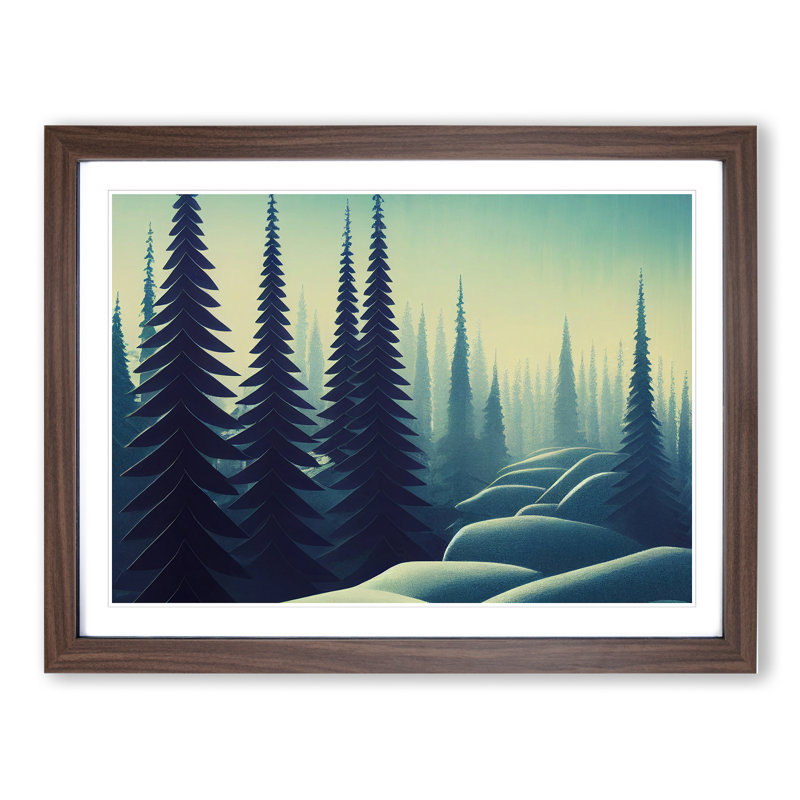 Pine Tree Forest At Winter - Single Picture Frame Print, 46cm H x 64cm W, Brown