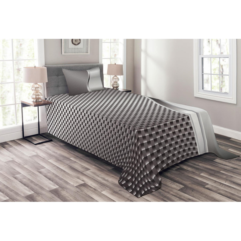 Modern & Contemporary Geometric Shapes Coverlet, Twin Coverlet + 1 Sham