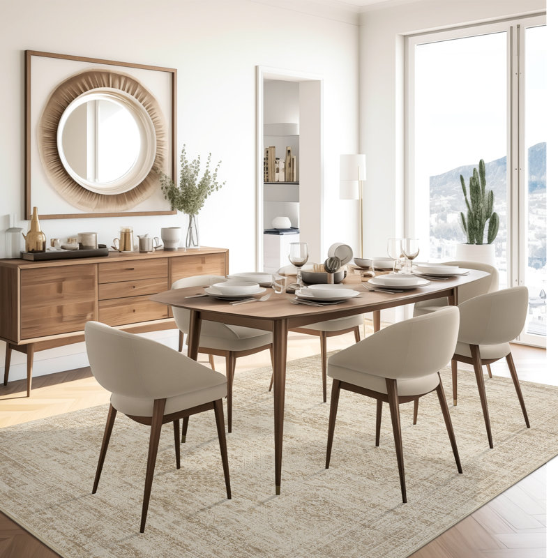 Tapis lavable rétro antidérapant (beige), Rectangle 9 pi x 12 pi