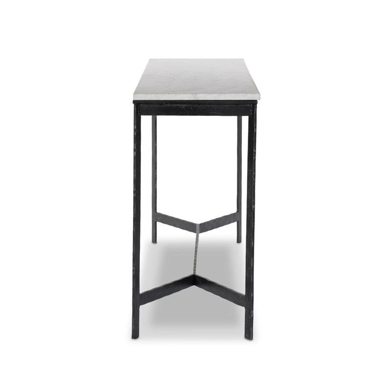 HAMMERED IRON 78'' W Marble Console Table