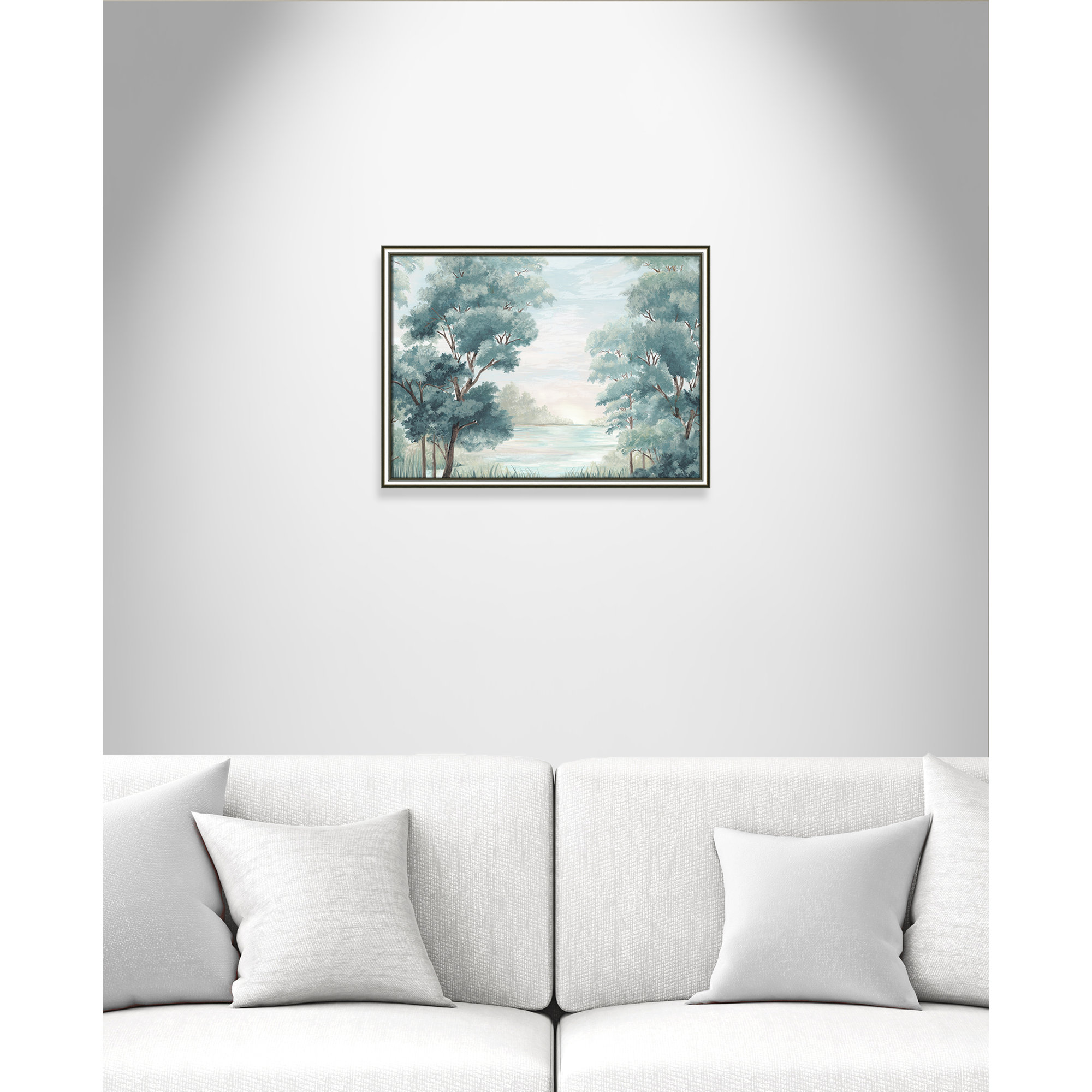 Calm Forest River, 18.25" H x 24.25" W x 0.87" D, Silver Framed