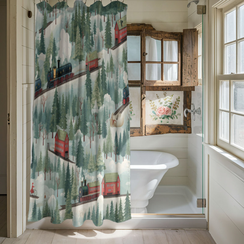 Polar Express - Rideau de douche Premium, H 74 po x l 71 po