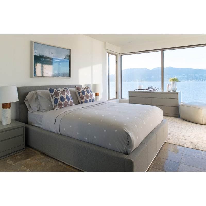 Lit plateforme en tissu d'ameublement, Très grand, gris