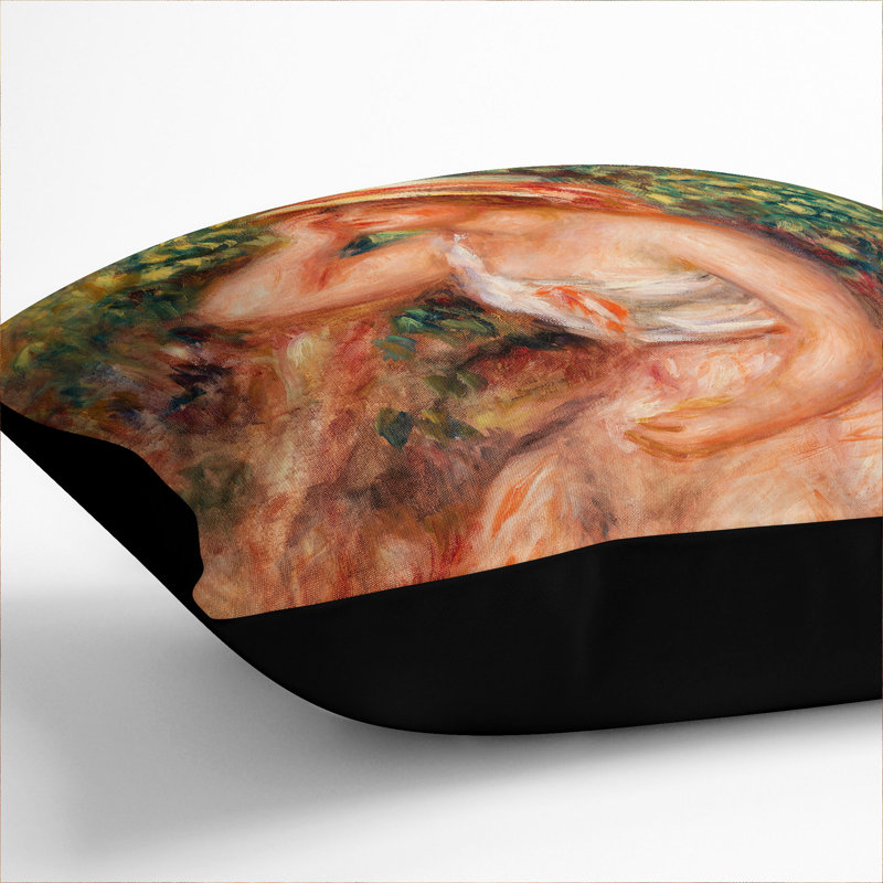Woman Daydreaming Square Throw Cushion, 40cm H x 40cm W x 15cm D, Black