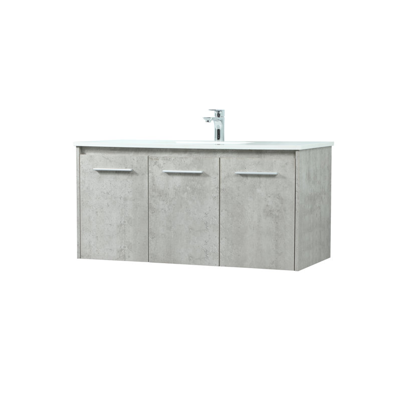 Ensemble de meuble-lavabo mural simple 40 po Goodfellow, Gris béton