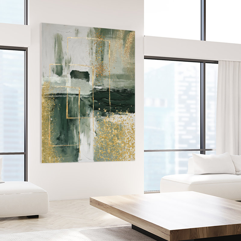 «Green And Gold Moment 3» par Sally, H 72 po x l 48 po