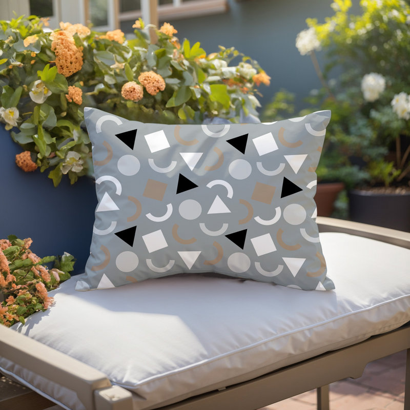 Coussin lombaire réversible intérieur / extérieur Lunko, Rectangle H 18 po x l 25 po, Gris