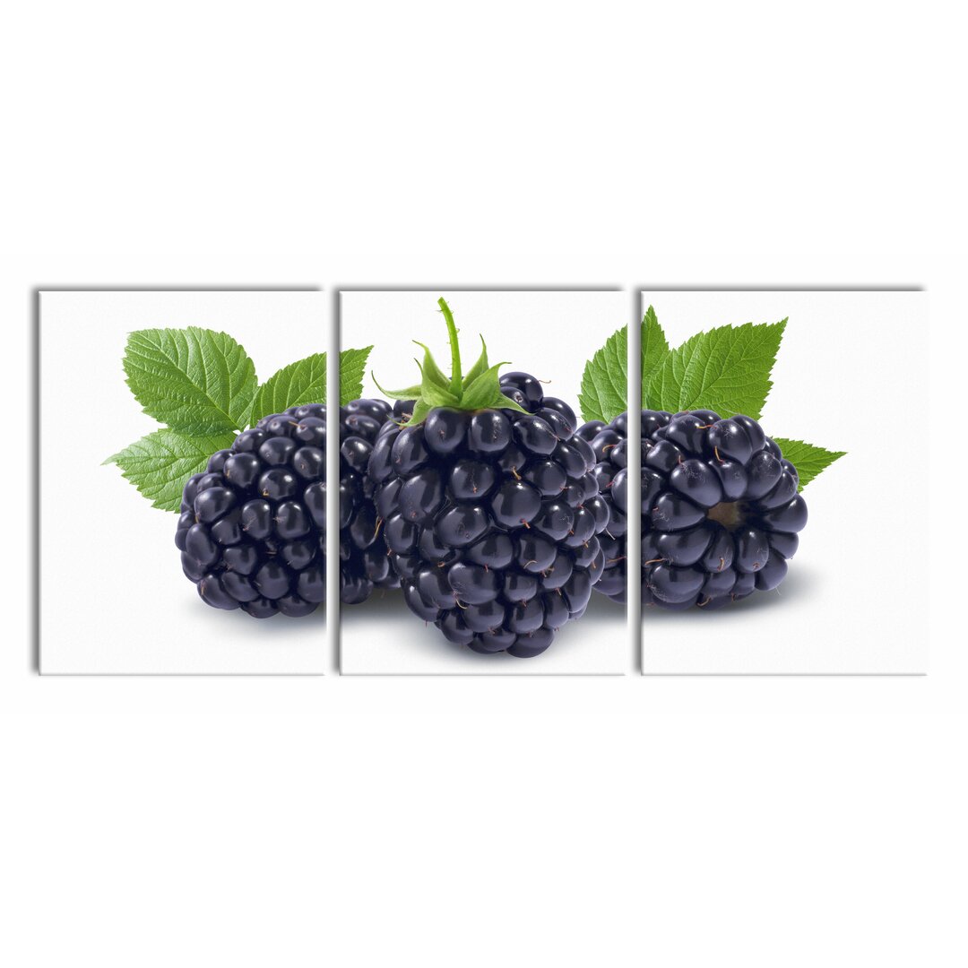 3-tlg. Leinwandbilder-Set Leckere Brombeeren