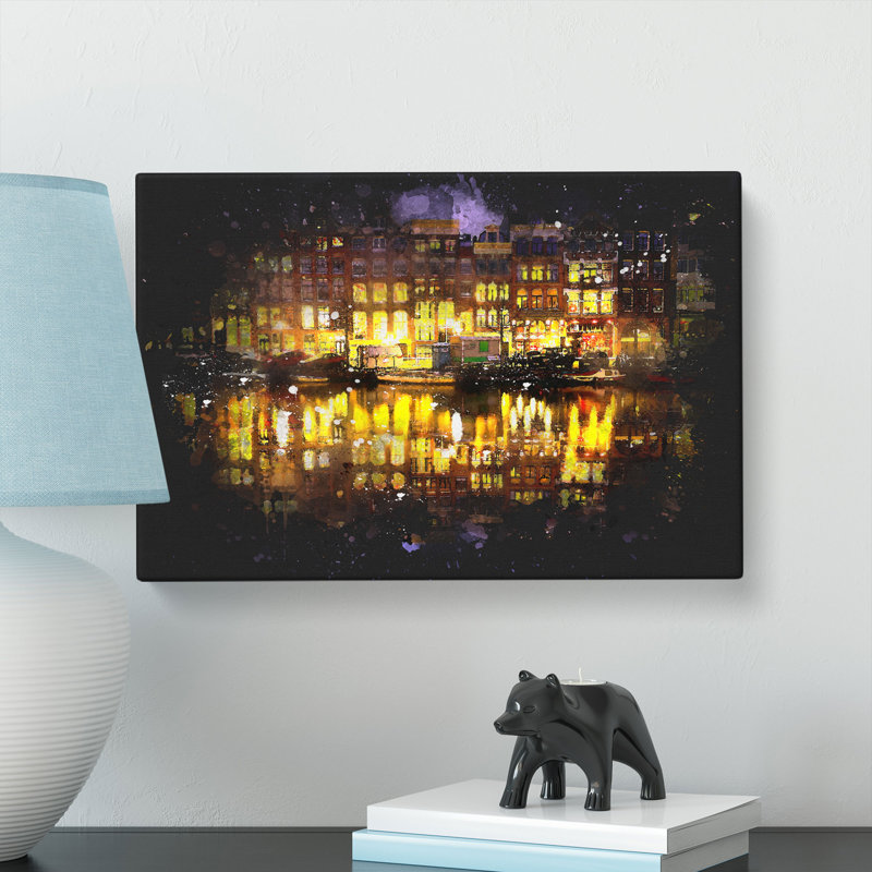 Amsterdam At Night - Wrapped Canvas, 50cm H x 76cm W x 3cm D